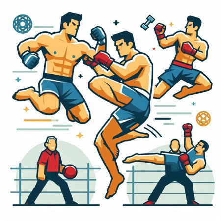 Boxing, kickboxing and muay thai. Sport vector illustration.のイラスト素材