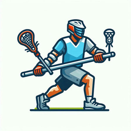Lacrosse player with ball and stick, cartoon vector illustration.のイラスト素材