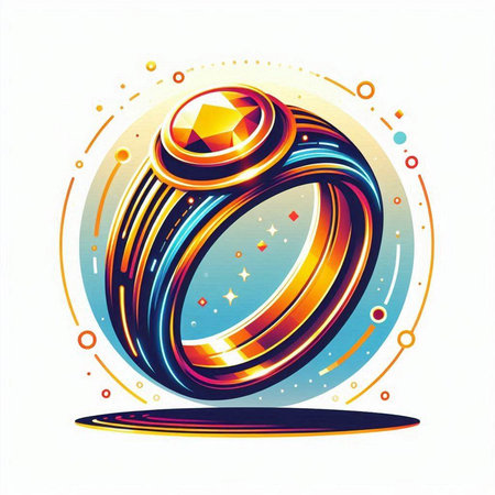 Diamond ring in the form of a circle. Colorful vector illustration.のイラスト素材