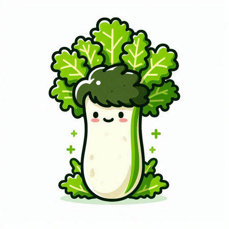 Cute kawaii vegetable character. Cute kawaii vegetable vector illustration.のイラスト素材