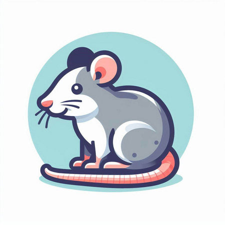Rat icon. Cute cartoon rat on white background. Vector illustration.のイラスト素材