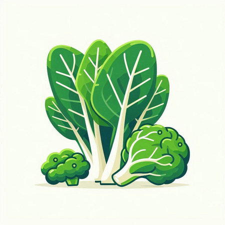 Vegetable vector illustration. Broccoli, chard, bok choyのイラスト素材