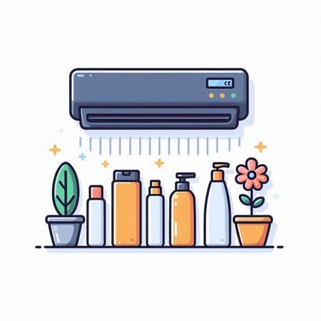 Air conditioner and air conditioner. Flat style vector illustration.のイラスト素材