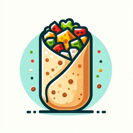 Mexican burrito icon. Vector illustration of mexican burrito.のイラスト素材