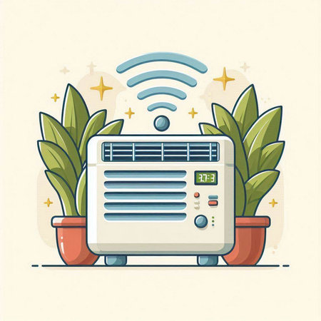 Vector illustration of air conditioner in flat style. Vector illustration.のイラスト素材