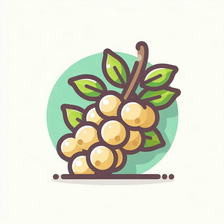 Coffee branch with berries. Vector illustration in flat style.のイラスト素材