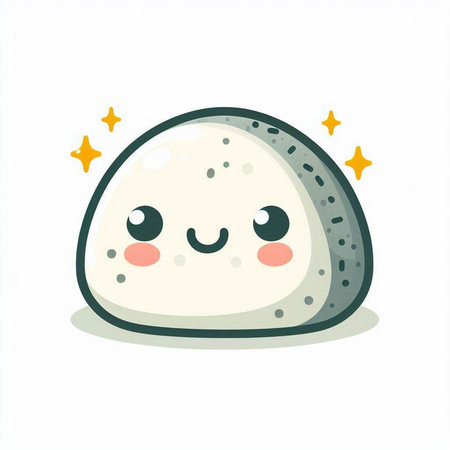 Cute cartoon smiling mozzarella cheese. Vector illustration isolated on white background.のイラスト素材