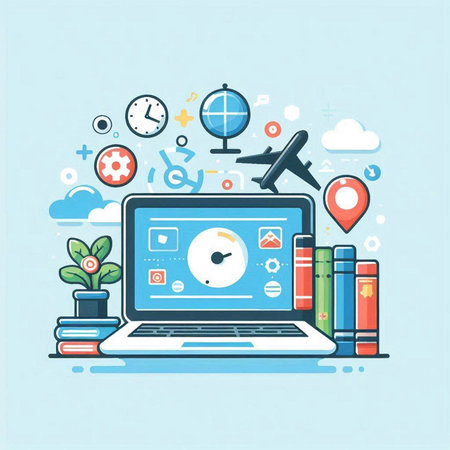 Modern flat design vector illustration concept of online education, e-learning, distance learning.のイラスト素材