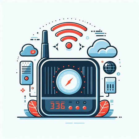 Vector illustration of modern flat line style design concept of internet communication.のイラスト素材