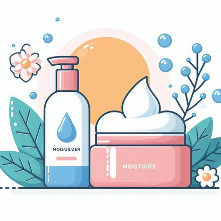 Cosmetic products for skin care. Moisturizing cream, gel, lotion, lotion, cream. Vector illustrationのイラスト素材