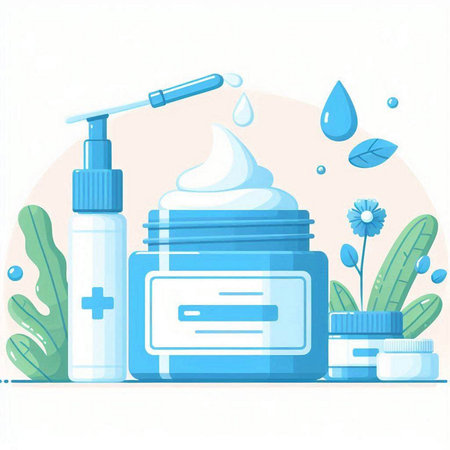 Cosmetic cream in a jar with a pipette. Vector illustrationのイラスト素材