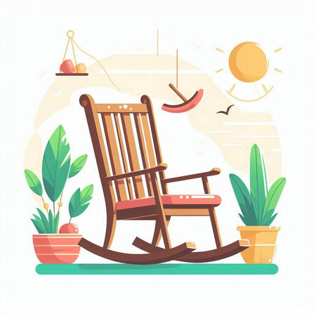Vintage rocking chair in flat style. Vector illustration of rocking chair.のイラスト素材