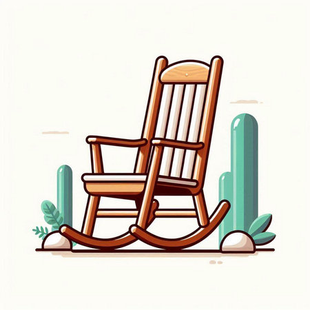Cartoon rocking chair. Vector illustration of a rocking chair on a white background.のイラスト素材
