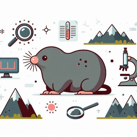 Vector illustration of mouse in flat style on the theme of science and education.のイラスト素材