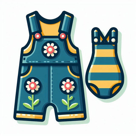 Children's overalls isolated on a white background. Vector illustration.のイラスト素材
