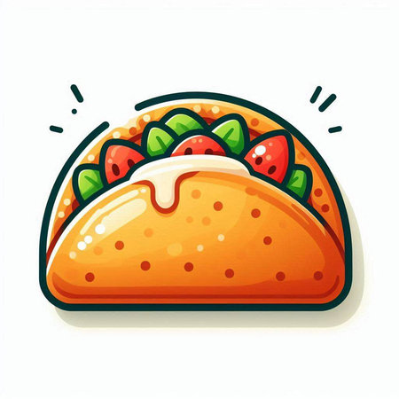 Taco icon isolated on white background. Fast food vector illustration.のイラスト素材