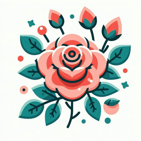 Floral background with roses and leaves. Hand drawn vector illustration.のイラスト素材