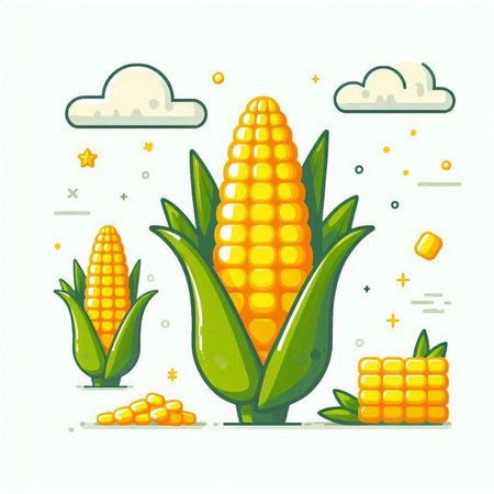 Illustration of corncob on white background. Vector illustration.のイラスト素材