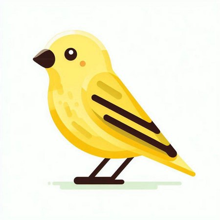 Cute yellow bird isolated on a white background. Vector illustration.のイラスト素材
