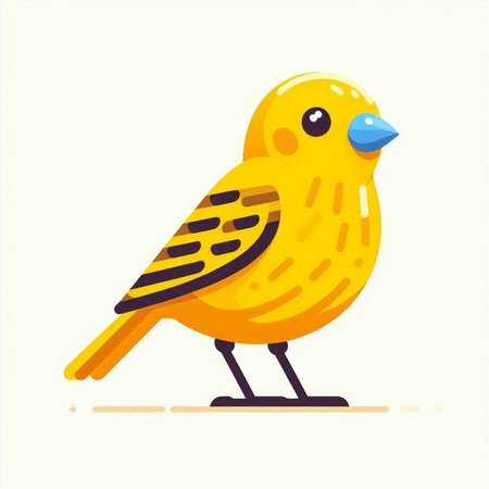 Cute yellow bird on white background. Vector illustration in flat style.のイラスト素材