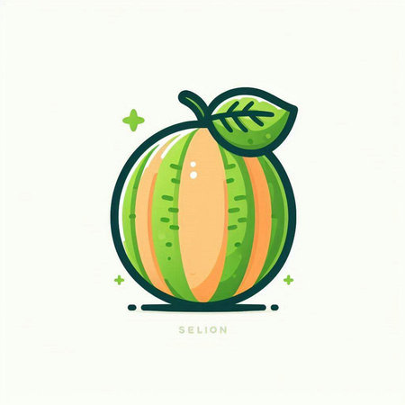 Melon. Vector illustration in flat cartoon style. Isolated on white background.のイラスト素材