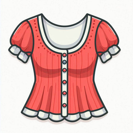 Illustration of a red blouse isolated on a white background.のイラスト素材