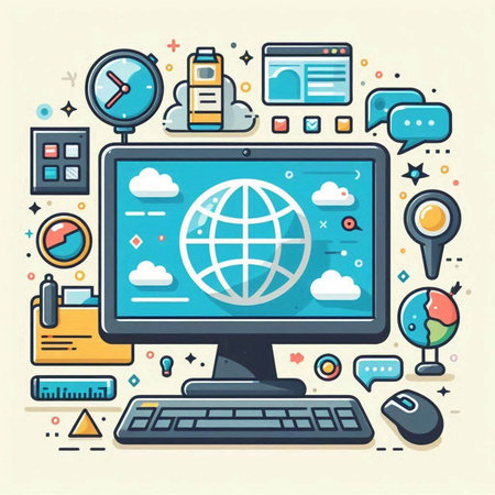 Flat design modern vector illustration concept of cloud computing technology and online data storage.のイラスト素材