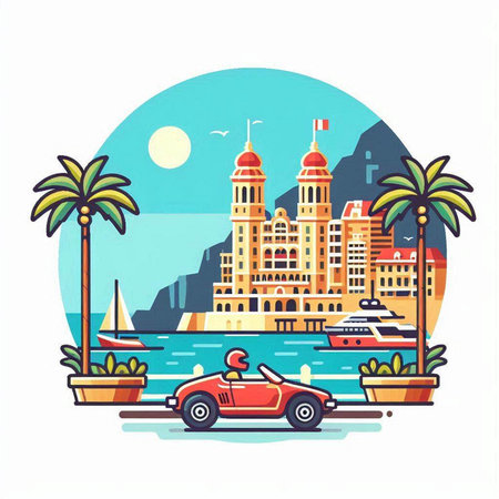 Vacation and travel concept. Vector illustration in flat style.のイラスト素材