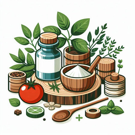 Herbs and spices. Herbs and spices. Vector illustration.のイラスト素材