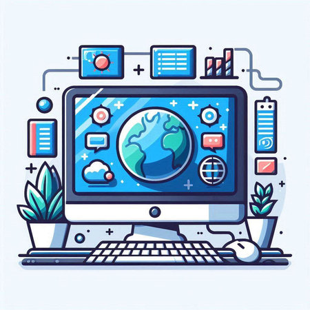 Flat design modern vector illustration concept of online education, distance learning, e-learning, e-learning.のイラスト素材