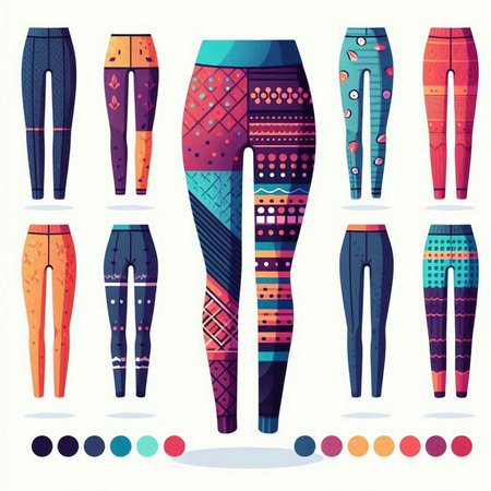 Set of colorful leggings. Vector illustration in flat style.のイラスト素材