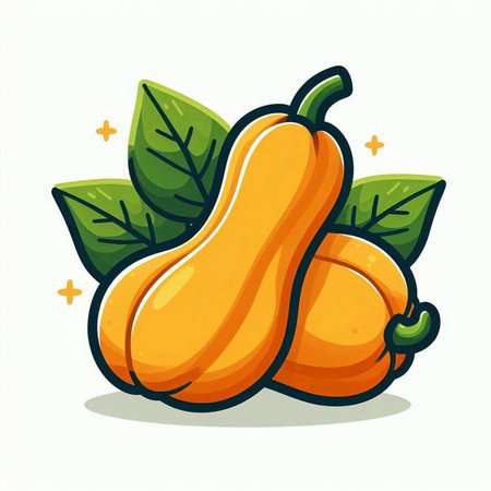 Illustration of pumpkins with leaves on a white background - vectorのイラスト素材