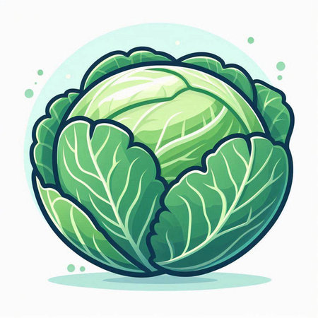 Cabbage icon. Vector illustration of a cabbage isolated on white background.のイラスト素材