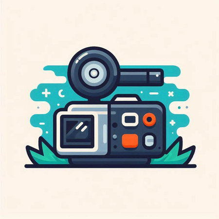 Vector illustration of a video camera in flat style. Video camera.のイラスト素材