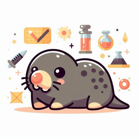 Vector illustration of a cute seal. Cute cartoon seal character.のイラスト素材