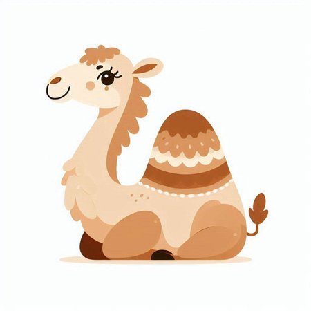 Cute camel isolated on white background. Vector illustration in cartoon style.のイラスト素材