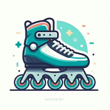Roller skates icon. Vector illustration in flat linear style.のイラスト素材