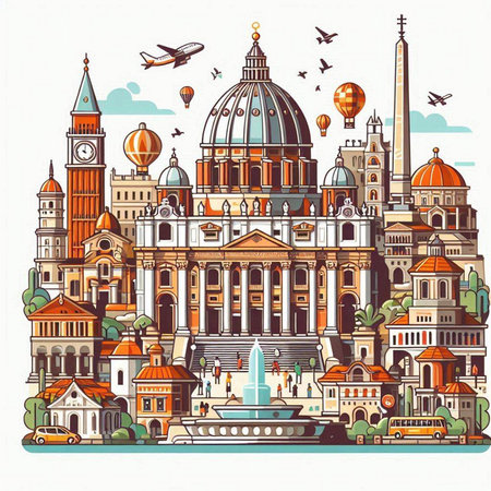 Travel to Italy. Travel to Italy. Vector hand drawn illustration.のイラスト素材