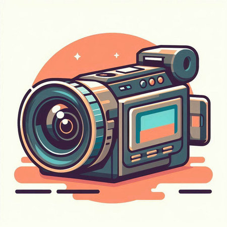 Vector illustration of a video camera in retro style. Vector illustration.のイラスト素材