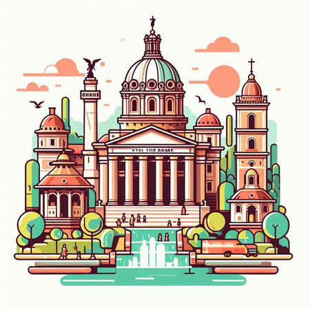 Vector illustration of St. Peter's Basilica in Rome, Italyのイラスト素材