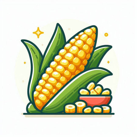Illustration of corncob on white background. Vector illustration.のイラスト素材