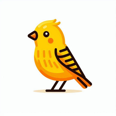 Cute yellow bird isolated on a white background. Vector illustration.のイラスト素材