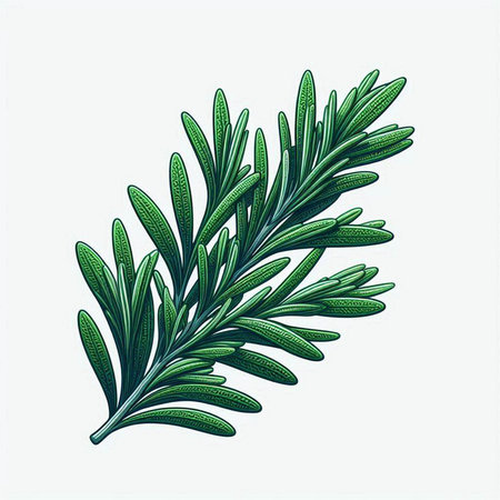 Rosemary branch isolated on white background. Hand drawn vector illustration.のイラスト素材