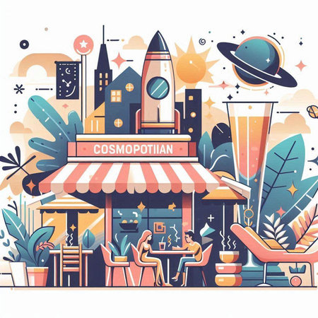 Restaurant, coffee shop. Vector illustration in flat style.のイラスト素材