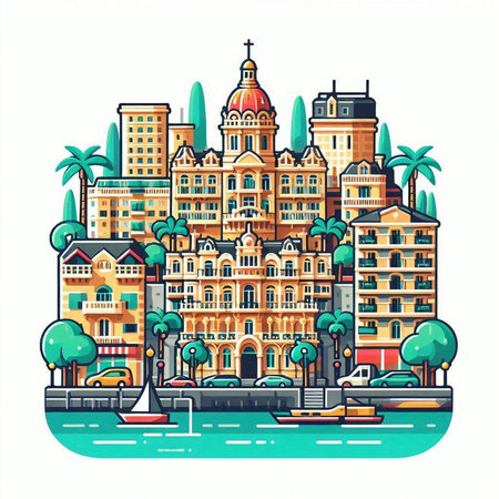 City buildings and streets of the city. Vector illustration in flat styleのイラスト素材