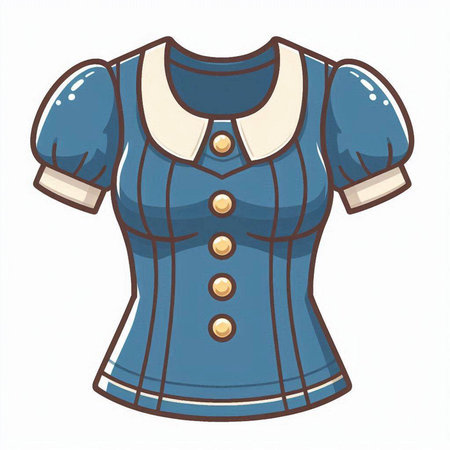 Illustration of a blue blouse with a collar on a white backgroundのイラスト素材