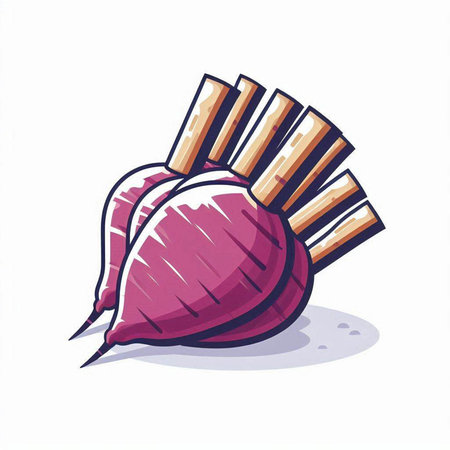 Beetroot vector illustration on white background. Vegetarian food.のイラスト素材