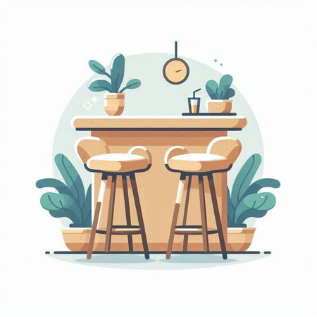 Interior of a cafe or restaurant. Vector illustration in flat styleのイラスト素材