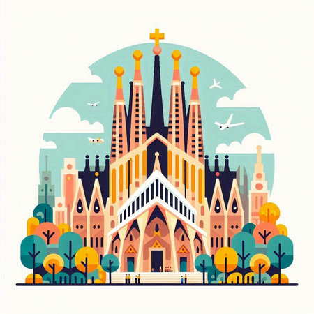 Church of Notre-Dame in Paris. Vector illustration in flat styleのイラスト素材