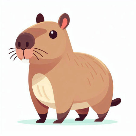 Cute cartoon beaver. Vector illustration isolated on white background.のイラスト素材